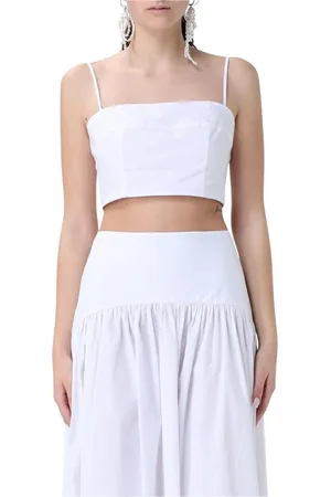 Staud Tops, Dames, Wit, S, Stijlvolle Witte Crop Top