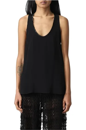 GENNY Tops, Dames, Zwart, L, Zwarte mouwloze kraaltop