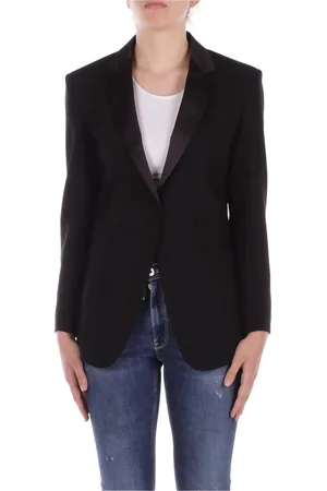 Dondup Jassen, Dames, Zwart, S, Polyester, Zwarte knoopjas met zakken
