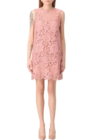 Dolce & Gabbana Kleedjes, Dames, Roze, 3Xl, Roze Kant Mini Jurk Elegante Stijl