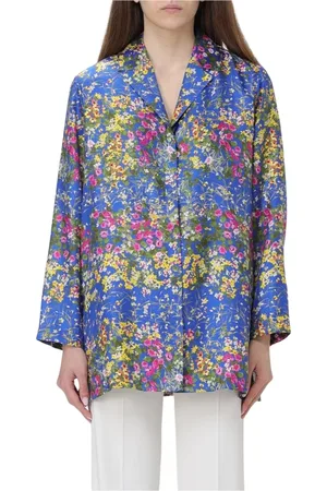 Max Mara Blouses & Shirts, Dames, Veelkleurig, S, Elegante Bloemen Zijden Blouse