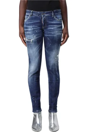 Dsquared2 Jeans, Dames, Blauw, XS, Katoen, Stijlvolle Distressed Skinny Jeans
