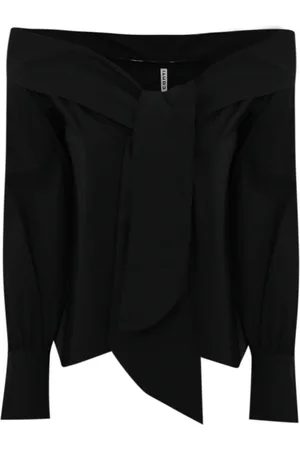 LIVIANA CONTI Blouses & Shirts, Dames, Zwart, M, Katoen, Cotton Bow Shirt