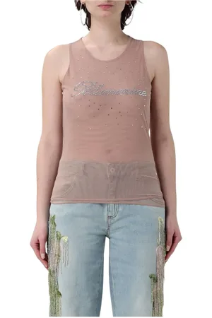 BLUMARINE Tops, Dames, Roze, M, Kristal Mesh Roze Top