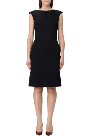 Alexander McQueen Kleedjes, Dames, Zwart, L, Wol, Elegante Zwarte Sheath Jurk