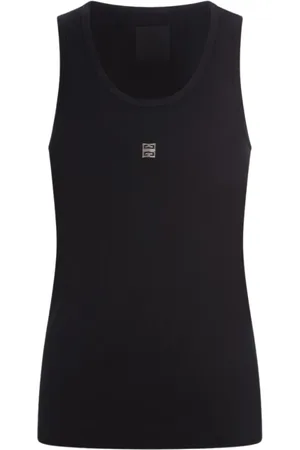 Givenchy Tops, Dames, Zwart, L, Katoen, Zwart Geribbelde Tanktop Slim Fit