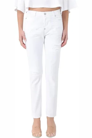 Dsquared2 Jeans, Dames, Wit, S, Witte Distressed Skinny Jeans met Borduursel