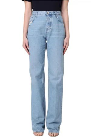 Liu Jo Jeans, Dames, Blauw, W28, Katoen, Straight Leg Jeans met kristaldetail