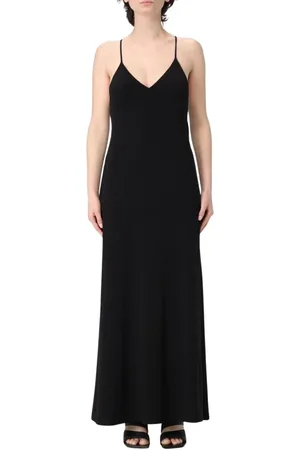 Norma Kamali Kleedjes, Dames, Zwart, S, Spandex, Zwarte Mouwloze V-hals Maxi Jurk