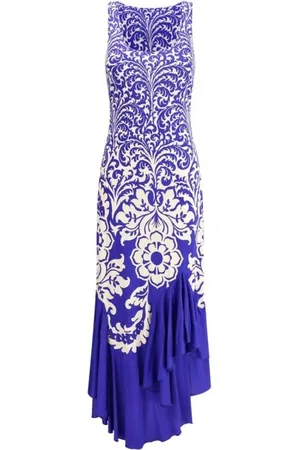 Etro Kleedjes, Dames, Blauw, M, Stijlvolle Lange Jurk met Uitsnijding
