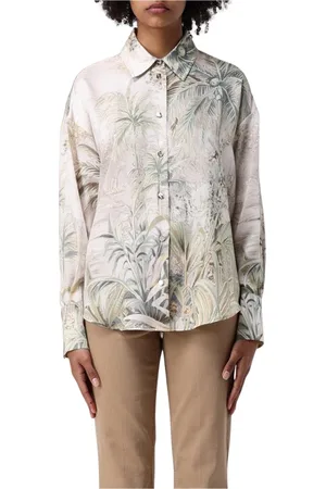 Liu Jo Blouses & Shirts, Dames, Groen, L, Groene Palm Print Zijden Blouse
