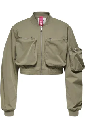 ONLY Jassen, Dames, Groen, XS, Groene Bomberjack voor Stedelijke Stijl