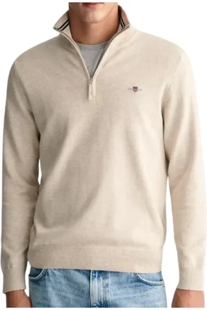GANT Truien, Heren, , L, Katoen, Klassieke Katoenen Half Zip Sweater