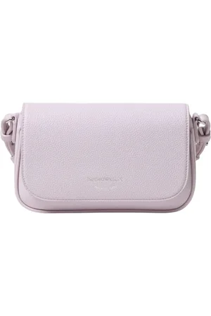 Emporio Armani Tassen, Dames, Roze, ONE Size, Grijze Leren Crossbody Schoudertas