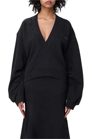 The Attico Truien, Dames, Grijs, 3Xs, Katoen, Grijze V-hals Sweatshirt Rok Set