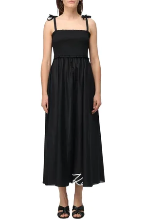Karl Lagerfeld Kleedjes, Dames, Zwart, S, Gerimpelde Midi Jurk
