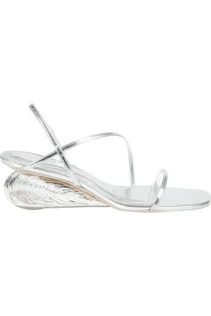 Simkhai Schoenen, Dames, Grijs, 37 EU, Schelp Wig Sandaal met Bandjes