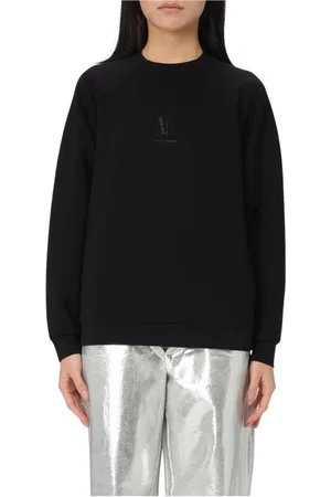 Armani Exchange Sweatshirts & Hoodies, Dames, Zwart, S, Katoen, Kristalversierde Sweatshirt