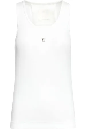 Givenchy Tops, Dames, Wit, S, Katoen, Elegante Witte Geribbelde Tanktop