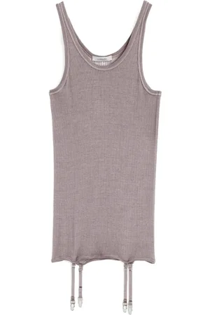 LEMAIRE Tops, Dames, Paars, M, Geribbelde Tanktop