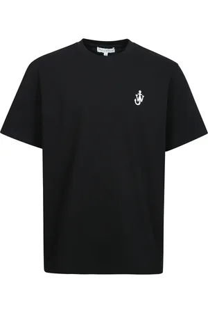 J.W.Anderson Tops, Heren, Zwart, L, Katoen, Korte Mouw Logo Geborduurd T-shirt
