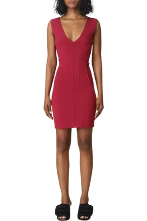 Rick Owens Kleedjes, Dames, Roze, XL, Rayon, Fuchsia V-hals Mini Jurk