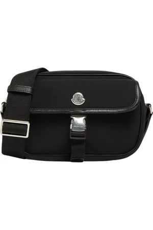 Moncler Tassen, Dames, Zwart, ONE Size, Leer, Zwarte Schoudertas met Gespsluiting