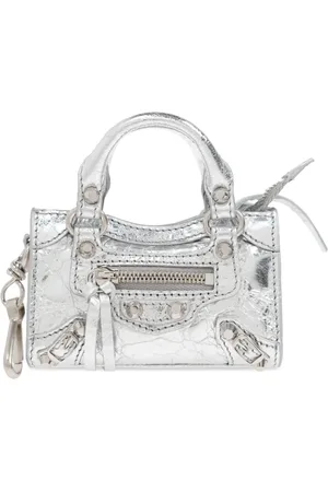 Balenciaga Tassen, Dames, Grijs, ONE Size, Leer, Charm Le City Micro Tas Charm