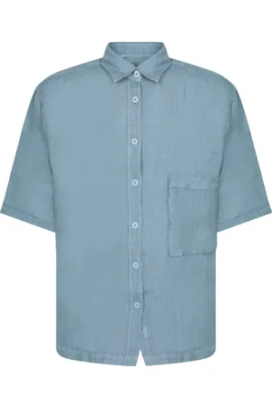 COSTUMEIN Overhemden, Heren, Blauw, M, Linnen, Linnen overhemd met borstzak