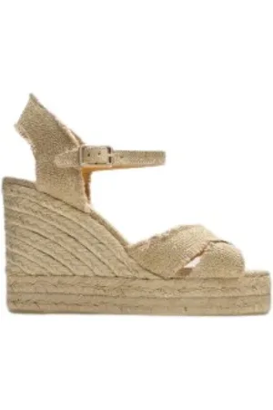 Castaner Schoenen, Dames, , 37 EU, Linnen, Metallic Linnen Gekruiste Sleehak Espadrilles