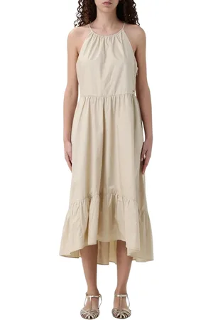 Armani Exchange Kleedjes, Dames, , XS, Witte Flared Midi Jurk Elegante Stijl