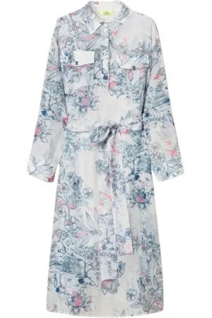 Twin-Set Kleedjes, Dames, Veelkleurig, M, Organza, Bloemen Organza Jurk