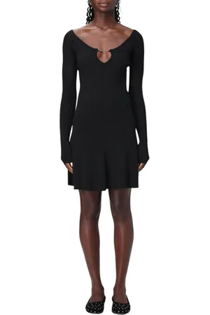 Jacquemus Kleedjes, Dames, Zwart, S, Elegante Geribbelde Mini Jurk