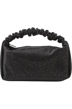 Alexander Wang Tassen, Dames, Zwart, ONE Size, Satijn, Zwart Clutch Tas met Strass Steentjes