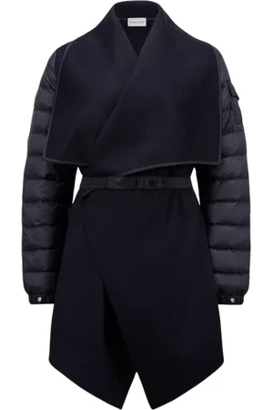 Moncler Jassen, Dames, Blauw, S, Stijlvolle Blauwe Hooded Cape met Rits