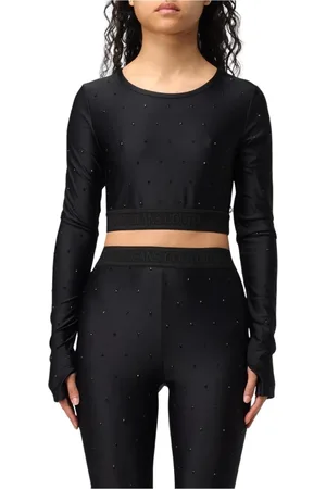 VERSACE Tops, Dames, Zwart, S, Zwarte versierde crop top