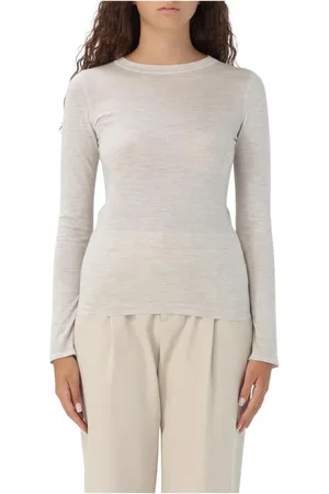 Brunello Cucinelli Truien, Dames, Wit, S, Kasjmier, Luxe Longsleeve Pullover Sweater