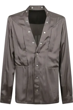 Rick Owens Jassen, Heren, Bruin, M, Zijden Fogpocket Shirt Hollywood Stijl