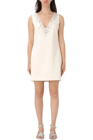 Liu Jo Kleedjes, Dames, , M, Polyester, Champagne Embellished Mini Jurk Mouwloos