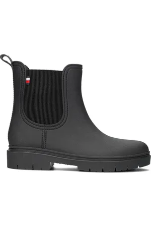 Tommy Hilfiger Schoenen, Dames, Zwart, 40 EU, Zwarte Enkellaars met Textielpanelen