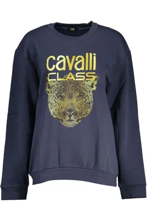 Roberto Cavalli Sweatshirts & Hoodies, Dames, Blauw, XL, Katoen, Sweatshirts