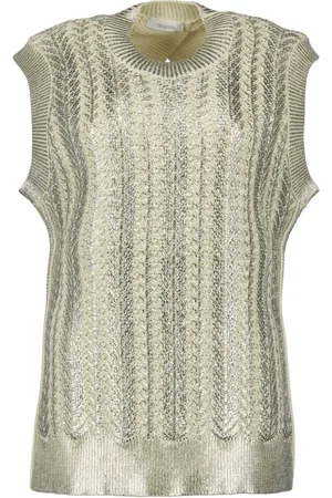 Paco rabanne Truien, Dames, , M, en Zilver Mouwloze Trui