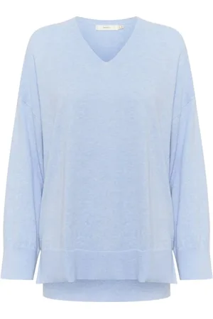 INWEAR Truien, Dames, Blauw, 2Xl, Katoen, Windsurfer Melange V-hals Katoenen T-shirt