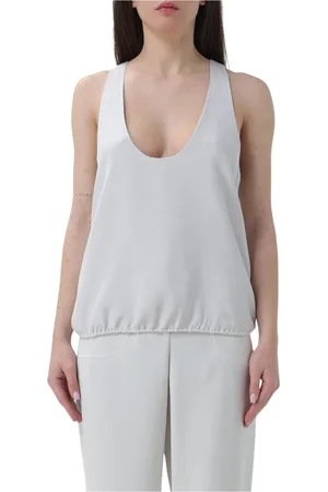 Giorgio Armani Tops, Dames, Wit, S, Parel Mouwloze Top
