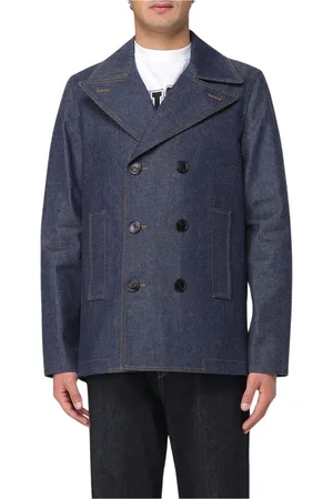 Gucci Jassen, Heren, Blauw, L, Denim, Blauwe Denim Peacoat Jas