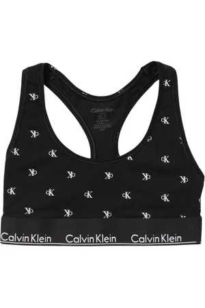 Calvin Klein Sport, Dames, Zwart, M, Katoen, Logo Print Sportbeha