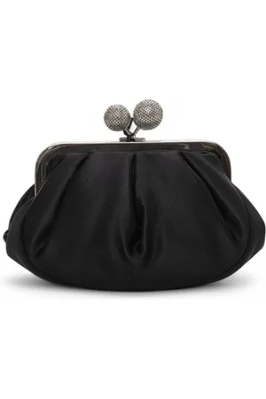 Max Mara Tassen, Dames, Zwart, ONE Size, Satijn, Kleine Satijnen Schoudertas met Strass