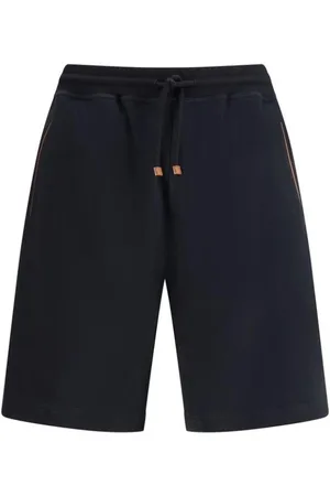 Brunello Cucinelli Korte broeken, Heren, Zwart, M, Katoen, Mêlee Elastische Taille Shorts met Zakken