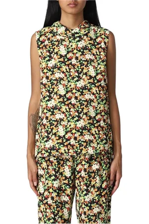 Marni Tops, Dames, Veelkleurig, S, Bloemen hoge hals top