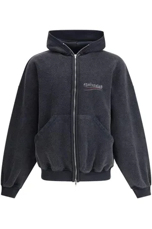Balenciaga Sweatshirts & Hoodies, Heren, Zwart, M, Katoen, Omgekeerde Rits Hoodie met Zakken
